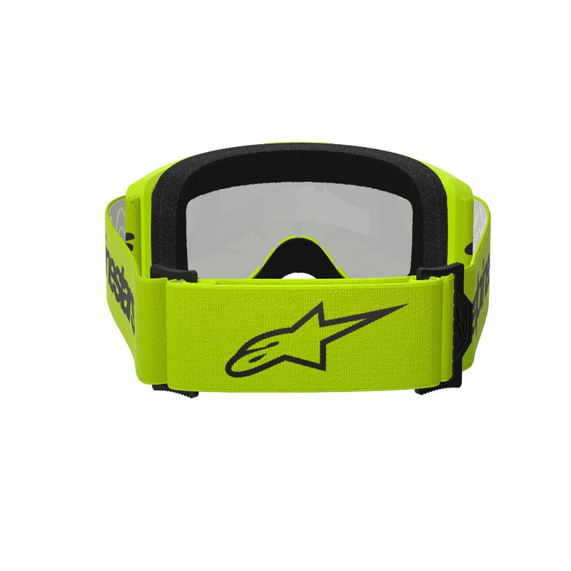 Alpinestars Vision 3 Wordmark fluogule motocrossbriller med sølvfarvet reflekterende linse