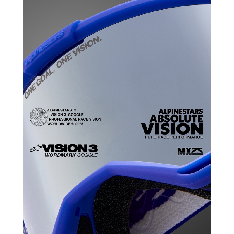 Alpinestars Vision 3 Wordmark fluogule motocrossbriller med sølvfarvet reflekterende linse
