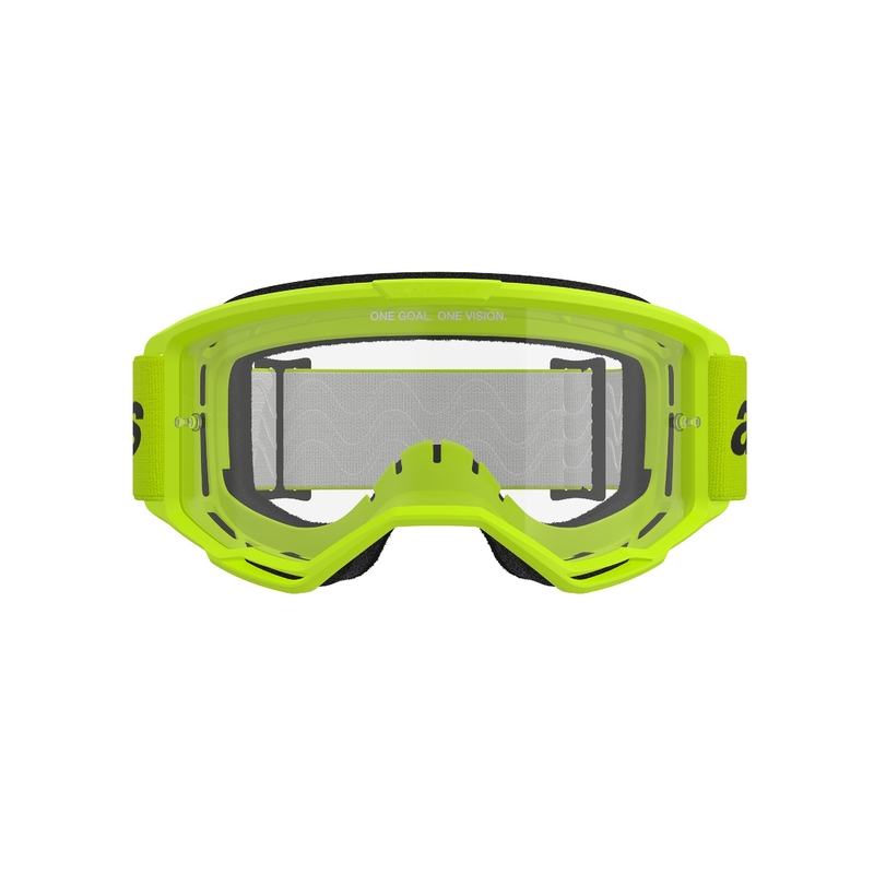 Alpinestars Vision 3 Wordmark fluogule motocrossbriller med klart plexi