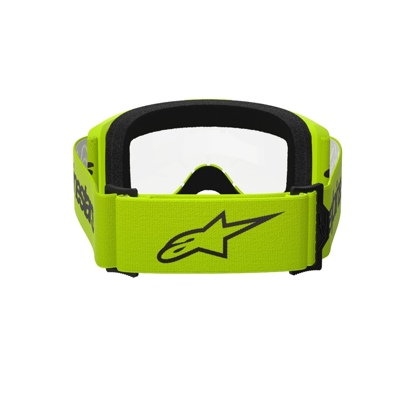 Alpinestars Vision 3 Wordmark fluogule motocrossbriller med klart plexi