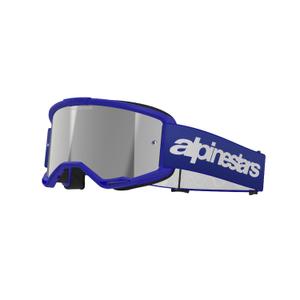 Alpinestars Vision 3 Wordmark motocrossbriller blå med spejlblank sølvlinse