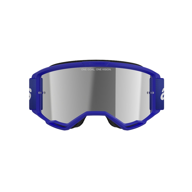 Alpinestars Vision 3 Wordmark motocrossbriller blå med spejlblank sølvlinse