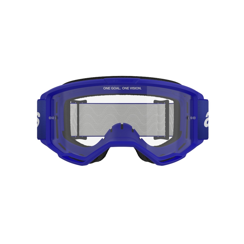 Alpinestars Vision 3 Wordmark motocrossbriller blå med klar plexi