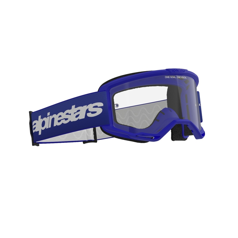 Alpinestars Vision 3 Wordmark motocrossbriller blå med klar plexi