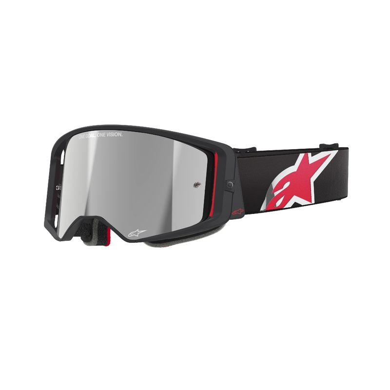 Alpinestars Supertech Corp sorte og røde motocrossbriller med sølvfarvet spejlglas