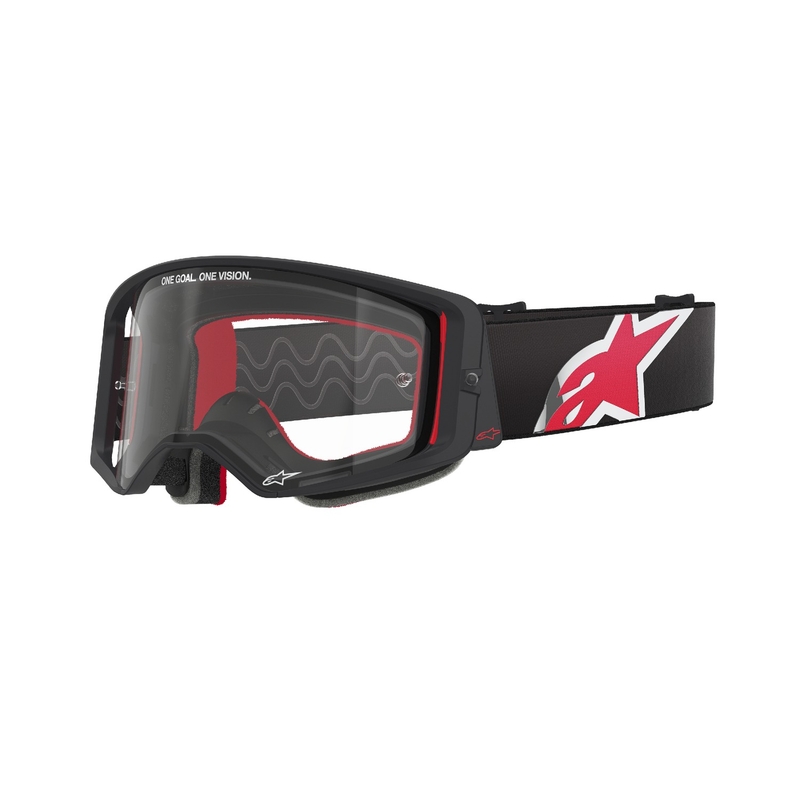 Alpinestars Supertech Corp sorte og røde motocrossbriller med klar linse