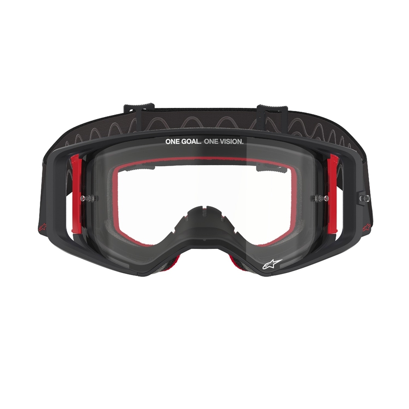 Alpinestars Supertech Corp sorte og røde motocrossbriller med klar linse