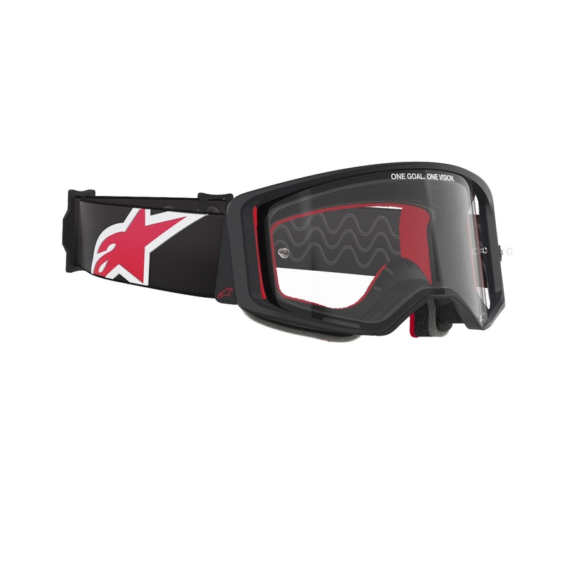 Alpinestars Supertech Corp sorte og røde motocrossbriller med klar linse