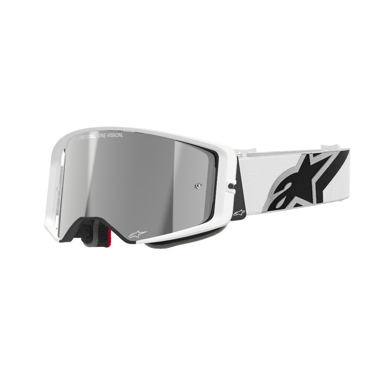 Alpinestars Supertech Corp hvide motocrossbriller med sølvfarvet spejlglas