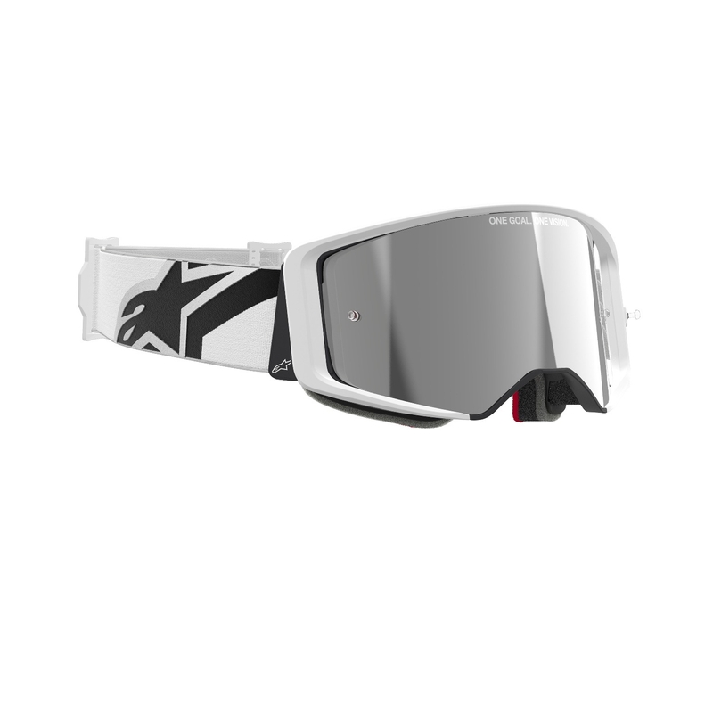 Alpinestars Supertech Corp hvide motocrossbriller med sølvfarvet spejlglas