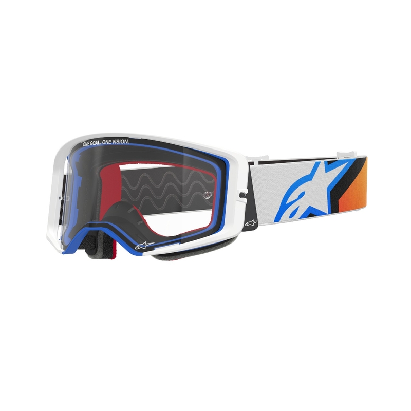 Alpinestars Supertech Corp motocrossbriller blå-orange med klar linse