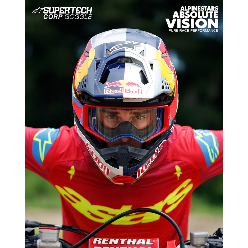 Alpinestars Supertech Corp motocrossbriller blå-orange med klar linse
