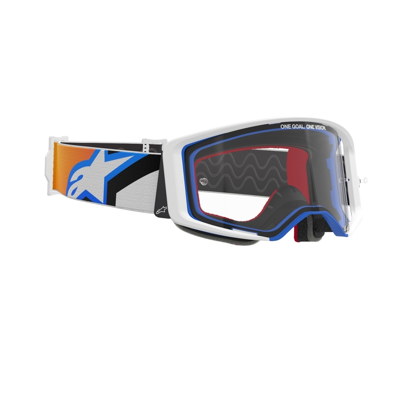 Alpinestars Supertech Corp motocrossbriller blå-orange med klar linse
