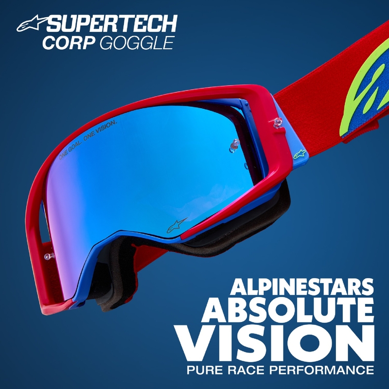 Alpinestars Supertech Corp fluogul-grå motocrossbrille med spejlende rød linse