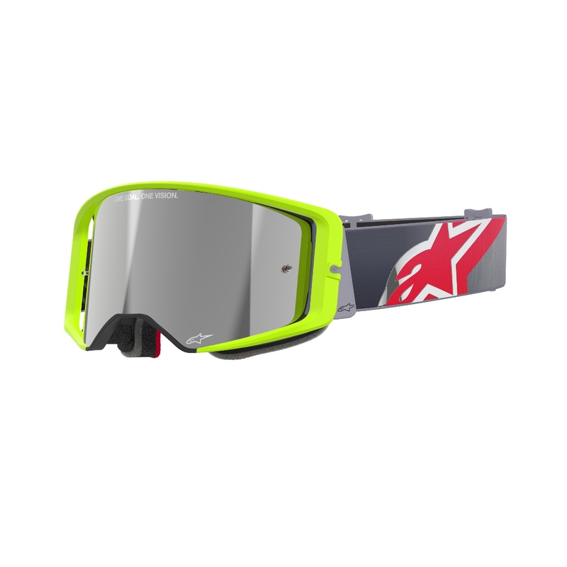 Alpinestars Supertech Corp fluogul-røde motocrossbriller med sølvfarvet spejlglas