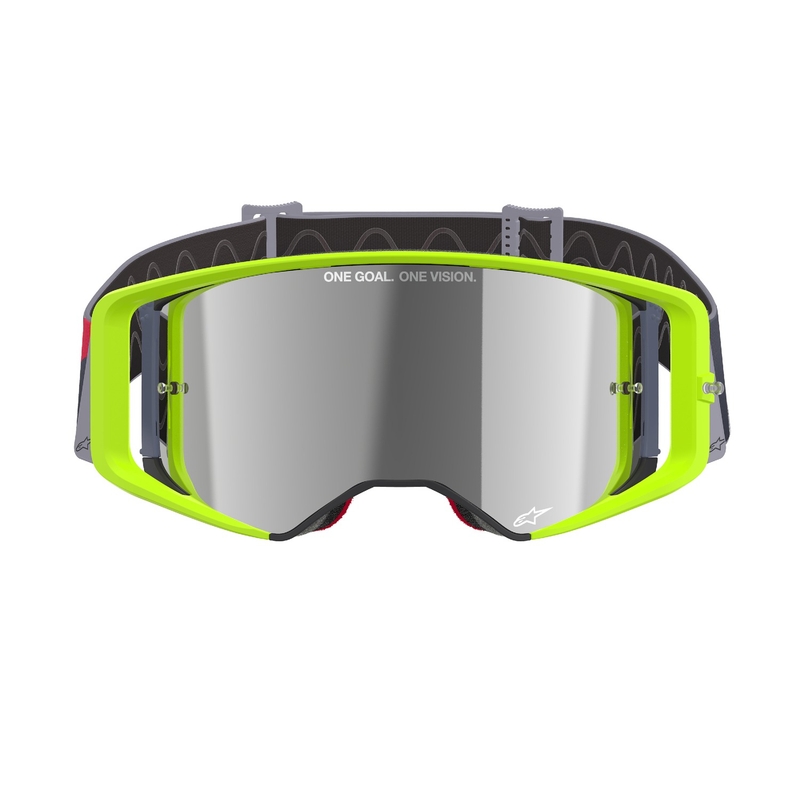 Alpinestars Supertech Corp fluogul-røde motocrossbriller med sølvfarvet spejlglas