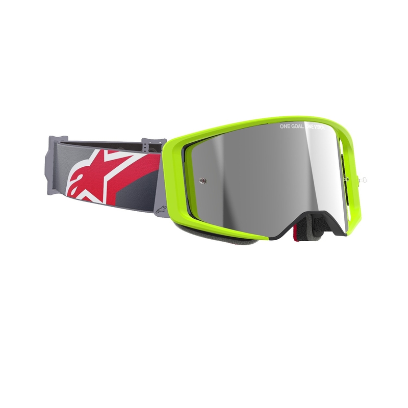 Alpinestars Supertech Corp fluogul-røde motocrossbriller med sølvfarvet spejlglas