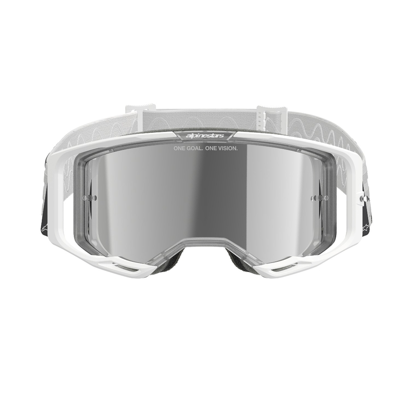 Alpinestars Vision 8 Corp motocrossbrille hvid med sølvfarvet spejlglas