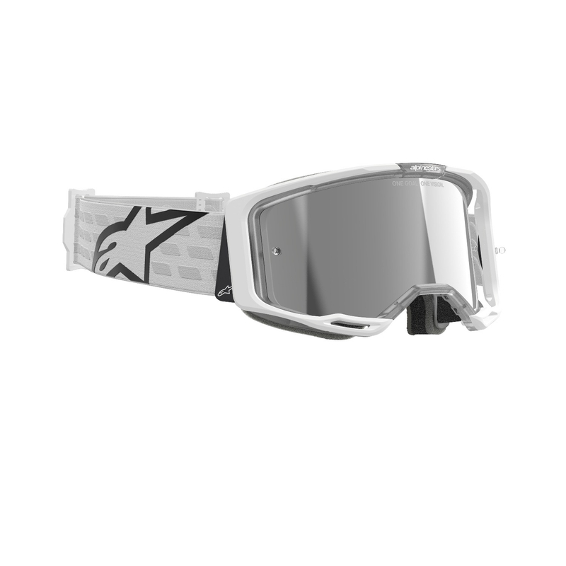 Alpinestars Vision 8 Corp motocrossbrille hvid med sølvfarvet spejlglas