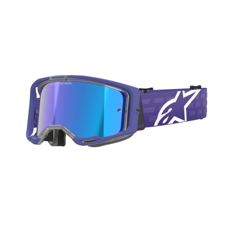 Alpinestars Vision 8 Corp motocrossbriller, lilla med blå spejllinse
