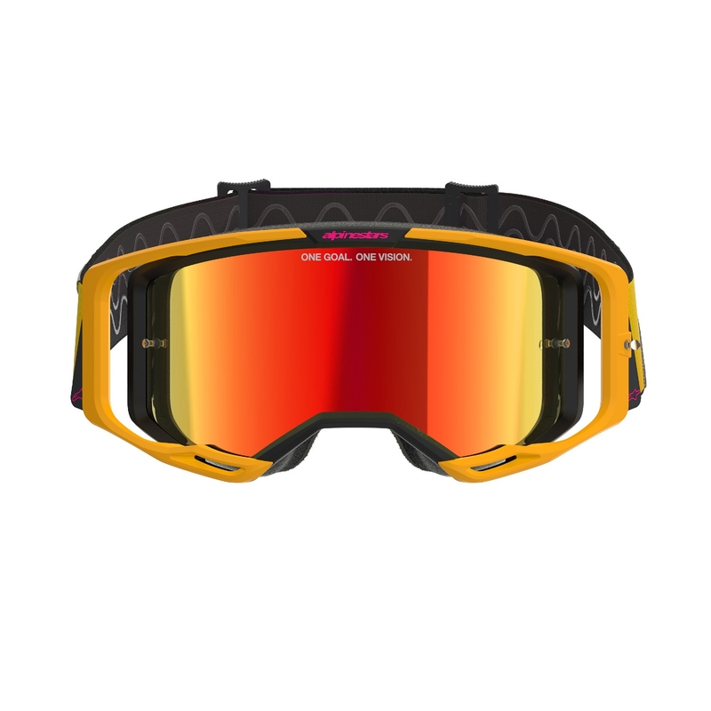 Alpinestars Vision 8 Corp motocrossbriller gul-pink med spejlende rød linse
