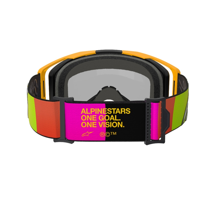 Alpinestars Vision 8 Corp motocrossbriller gul-pink med spejlende rød linse