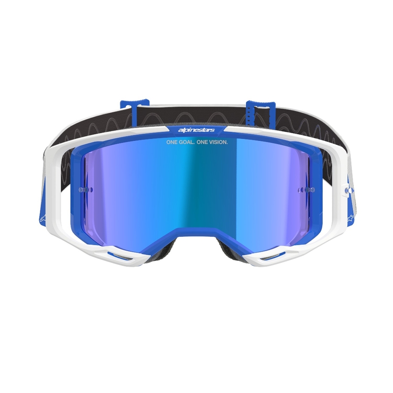 Alpinestars Vision 8 Corp motocrossbriller blå og hvid med spejlblank blå linse