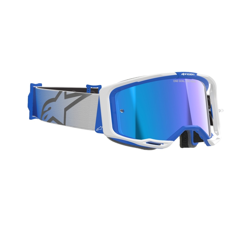 Alpinestars Vision 8 Corp motocrossbriller blå og hvid med spejlblank blå linse