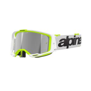 Alpinestars Vision 8 Wordmark motocrossbrille hvid-fluogul med spejlblank sølvlinse