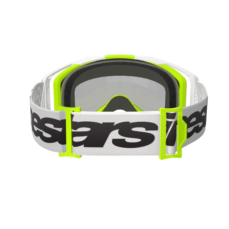 Alpinestars Vision 8 Wordmark motocrossbrille hvid-fluogul med spejlblank sølvlinse