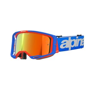 Alpinestars Vision 8 Wordmark Motocross Goggles blå-orange med spejlende rød linse