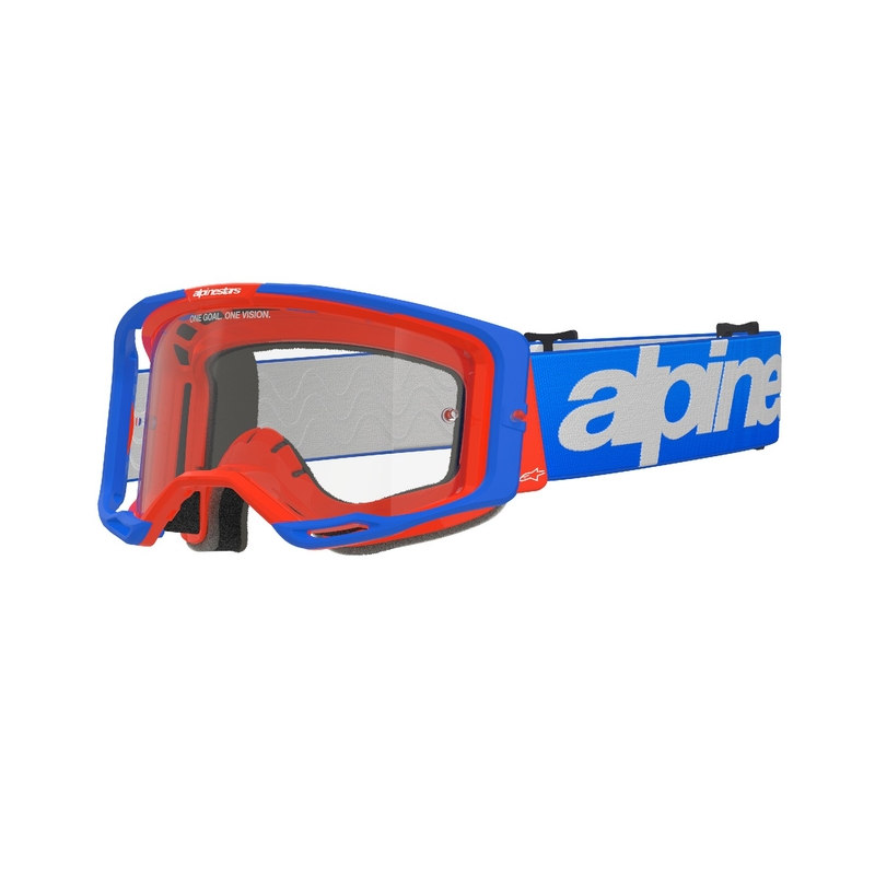 Alpinestars Vision 8 Wordmark motocrossbriller blå-orange med klar linse udsalg