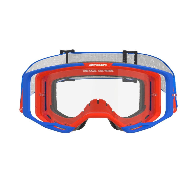 Alpinestars Vision 8 Wordmark motocrossbriller blå-orange med klar linse udsalg