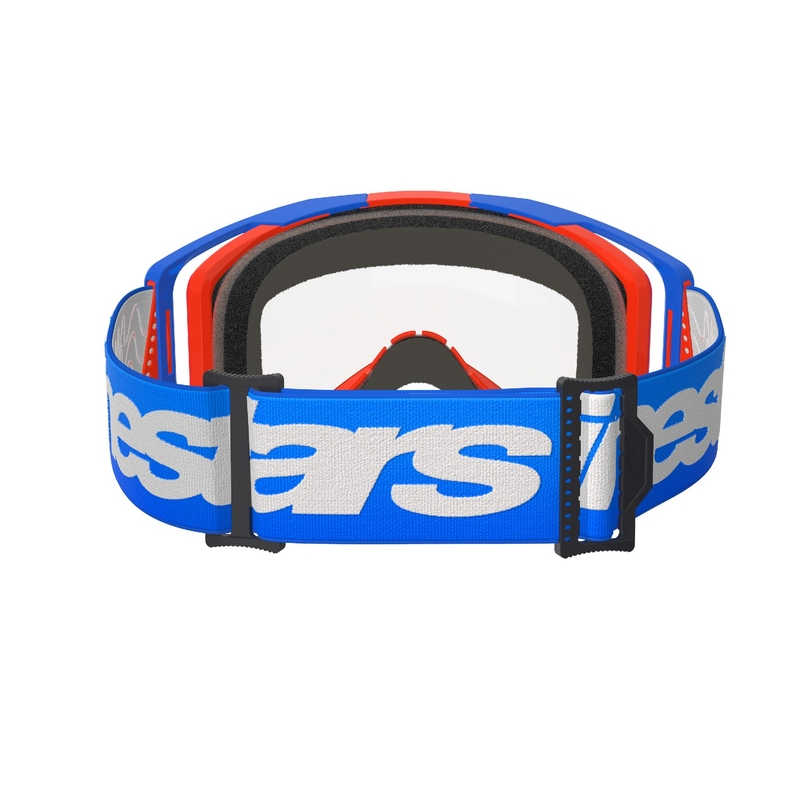 Alpinestars Vision 8 Wordmark motocrossbriller blå-orange med klar linse udsalg
