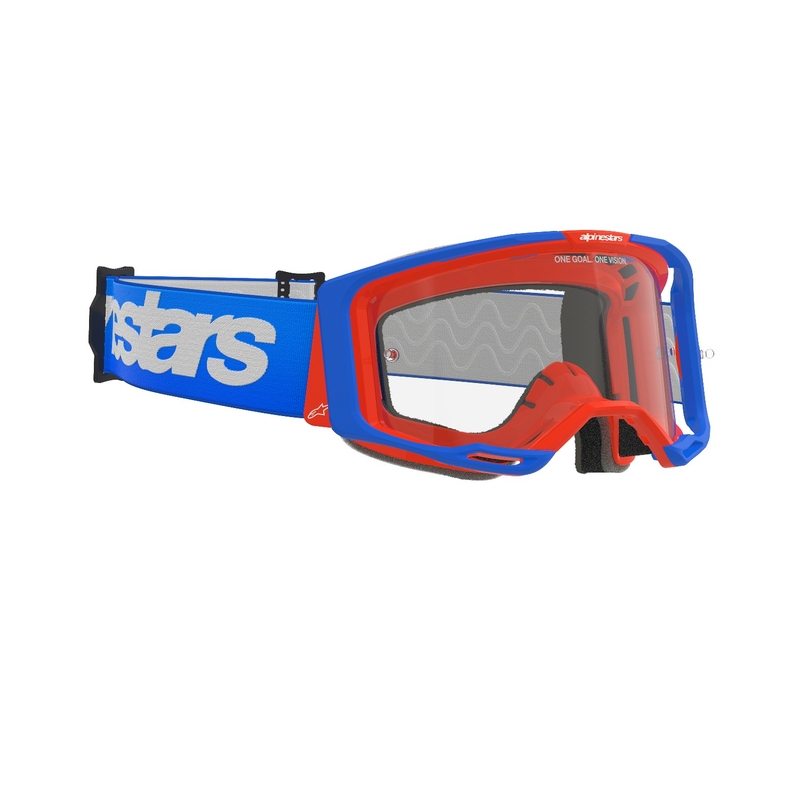 Alpinestars Vision 8 Wordmark motocrossbriller blå-orange med klar linse udsalg