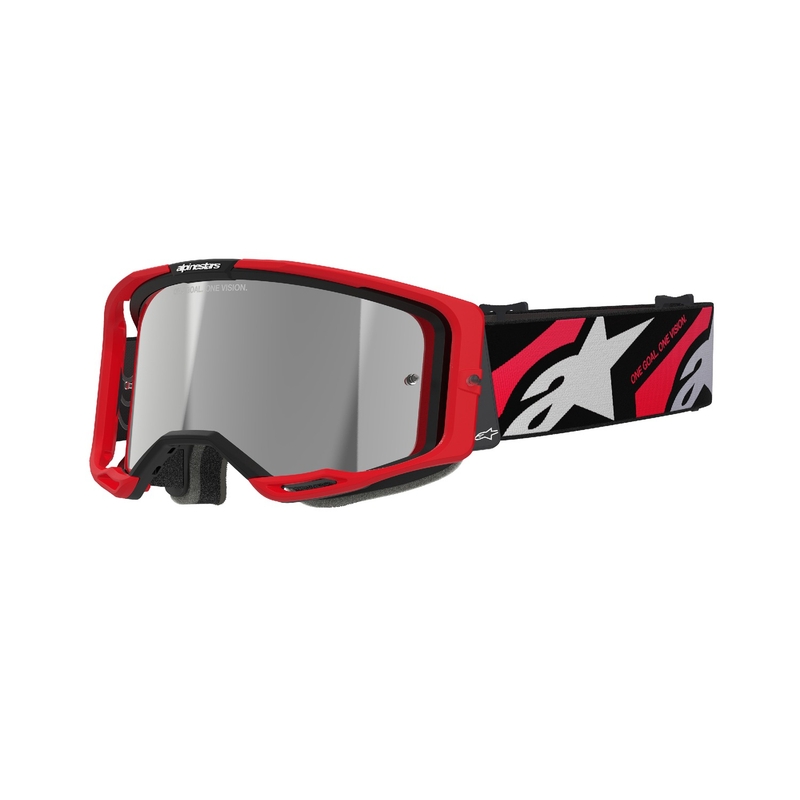 Alpinestars Vision 8 Luar rød og sort motocrossbrille med sølvfarvet spejlglas