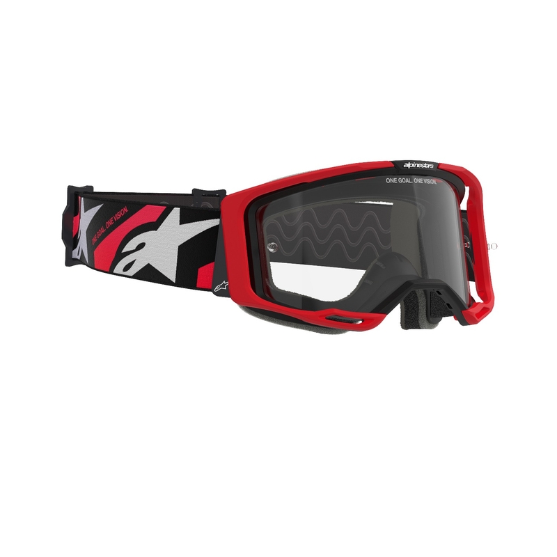 Alpinestars Vision 8 Luar rød og sort motocrossbrille med klar linse