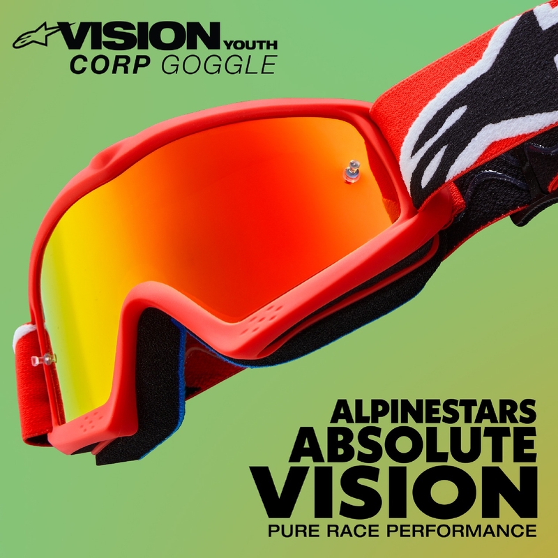 Alpinestars Vision Youth Corp motocrossbriller til børn, sort med klar linse