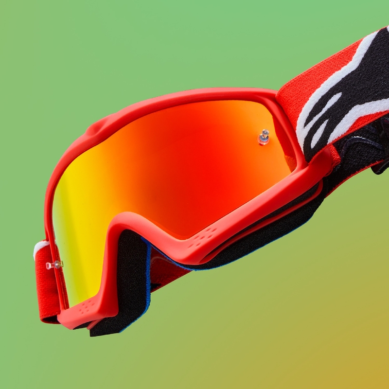 Alpinestars Vision Youth Hollow sort-antracit-fluogul motocrossbrille til børn med spejlblank sølvlinse