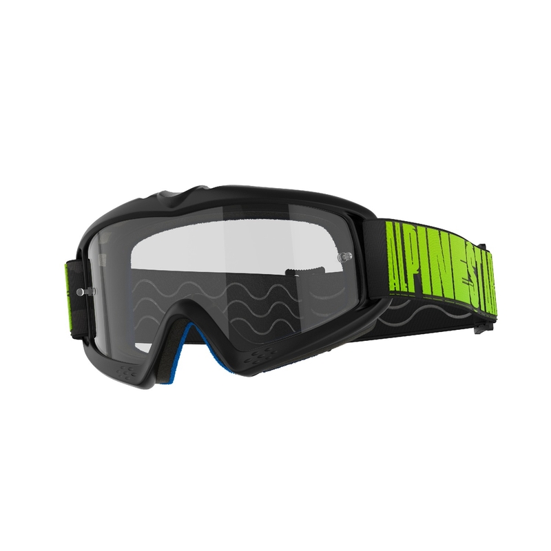 Alpinestars Vision Youth Hollow sort-antracit-fluogul motocrossbrille til børn med klar linse