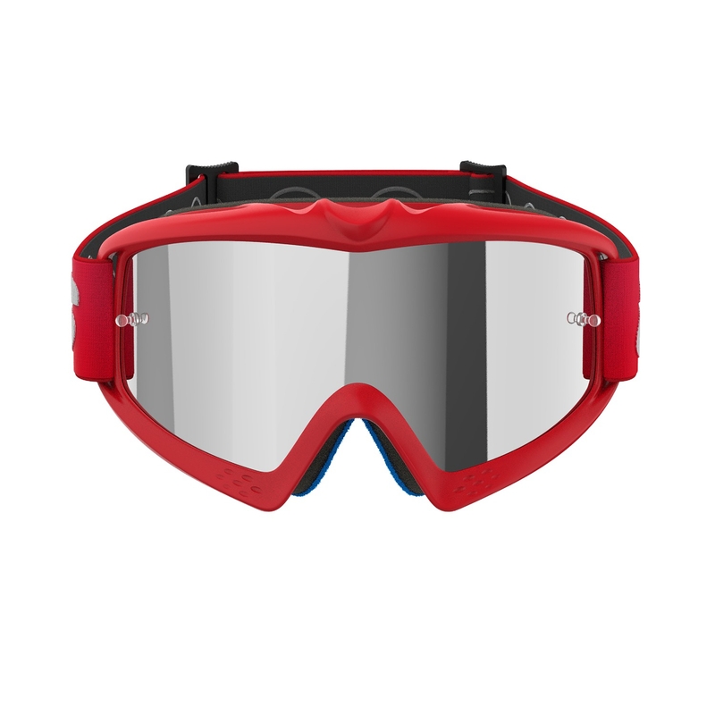 Alpinestars Vision Youth Blaze røde motocrossbriller til børn med sølvfarvet spejlglas