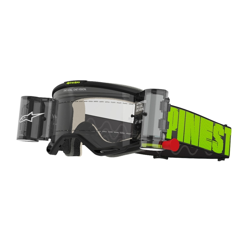 Alpinestars Vision 5 Hollow ROLL-OFF Wide Vision motocrossbriller grå-fluogule med klart plexi