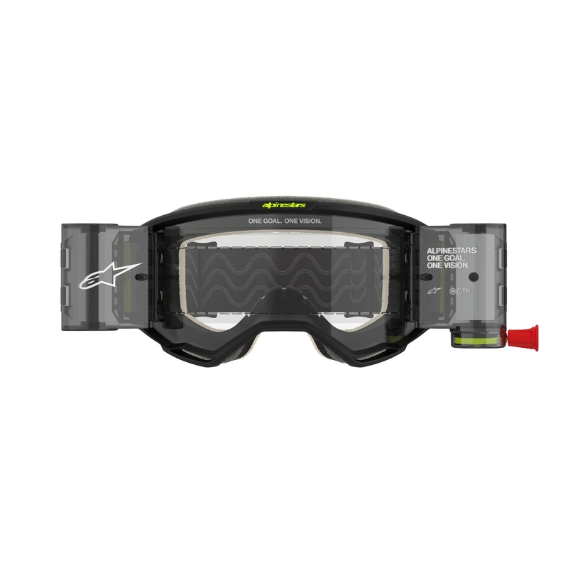 Alpinestars Vision 5 Hollow ROLL-OFF Wide Vision motocrossbriller grå-fluogule med klart plexi