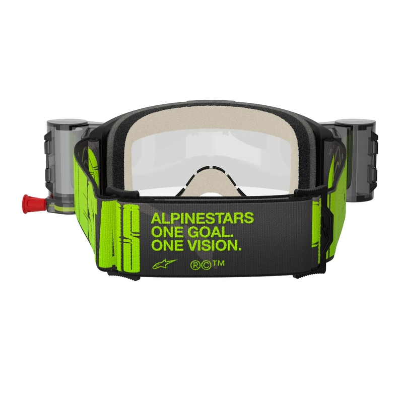 Alpinestars Vision 5 Hollow ROLL-OFF Wide Vision motocrossbriller grå-fluogule med klart plexi