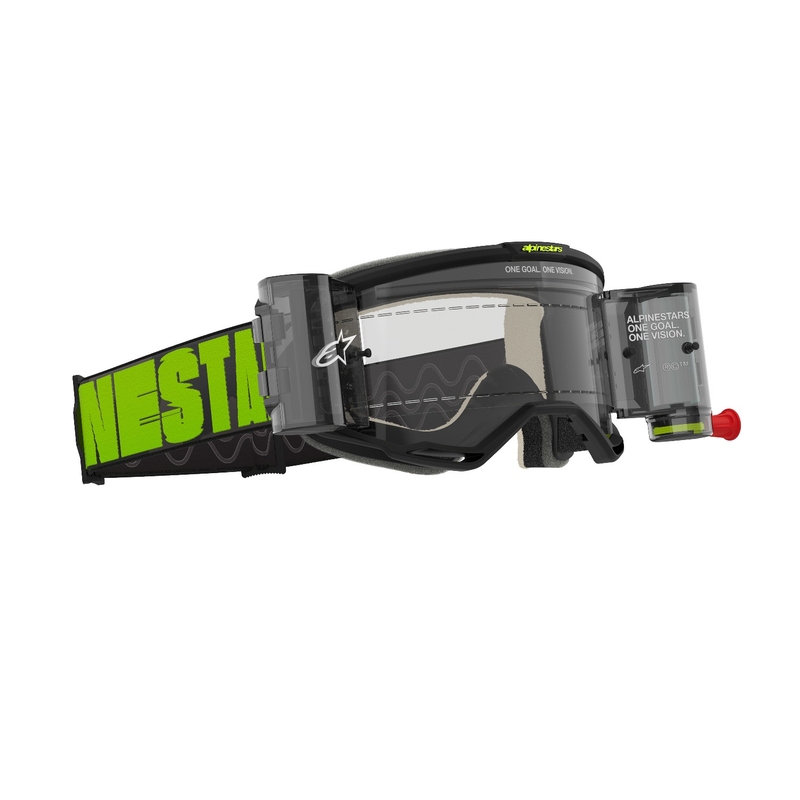 Alpinestars Vision 5 Hollow ROLL-OFF Wide Vision motocrossbriller grå-fluogule med klart plexi