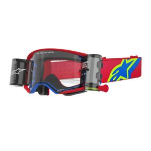 Alpinestars Supertech Corp ROLL-OFF Wide Vision Motocross Goggles rød og blå med klar linse