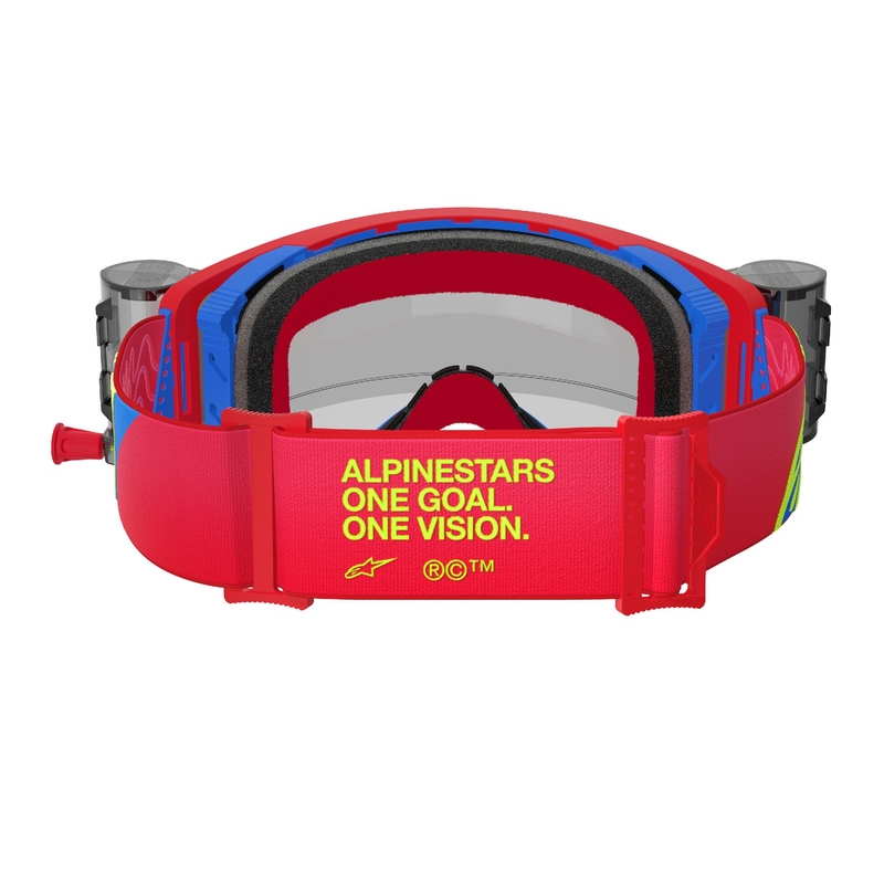 Alpinestars Supertech Corp ROLL-OFF Wide Vision Motocross Goggles rød og blå med klar linse