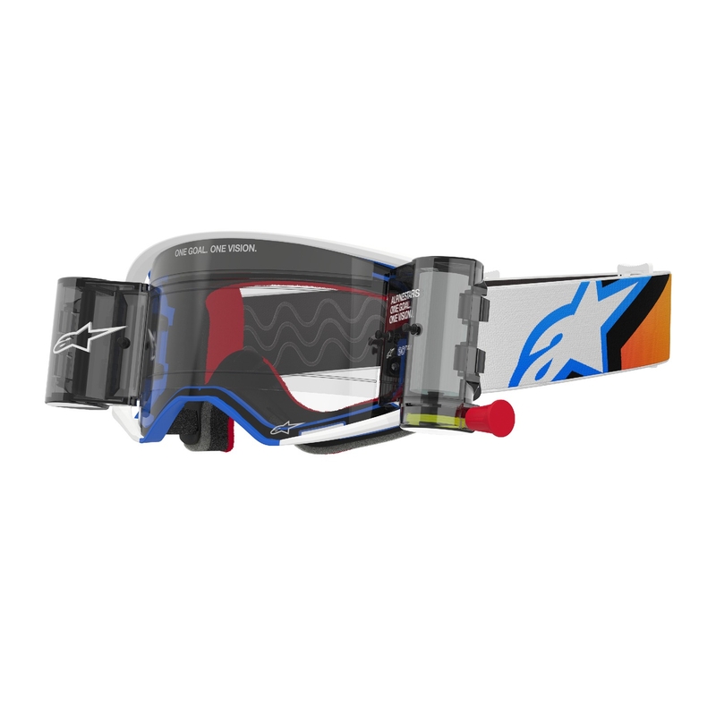 Alpinestars Supertech Corp ROLL-OFF Wide Vision Motocross-brille blå-orange med klar linse