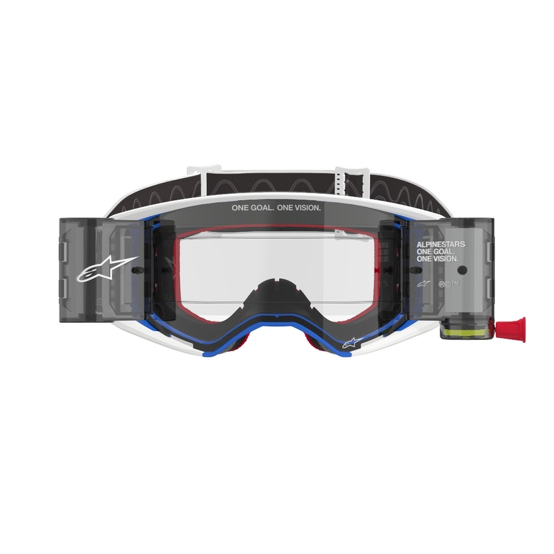 Alpinestars Supertech Corp ROLL-OFF Wide Vision Motocross-brille blå-orange med klar linse
