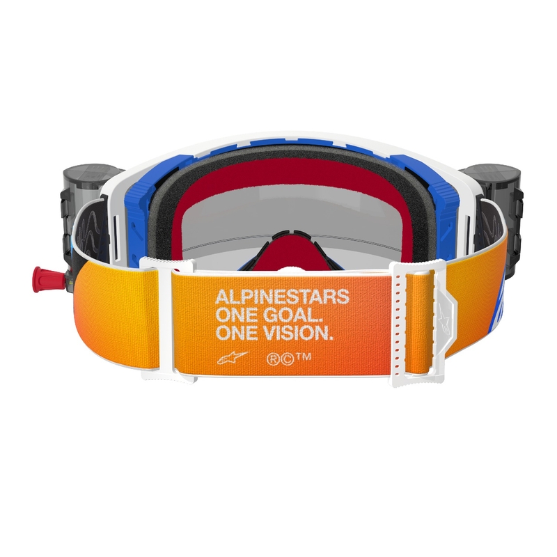 Alpinestars Supertech Corp ROLL-OFF Wide Vision Motocross-brille blå-orange med klar linse